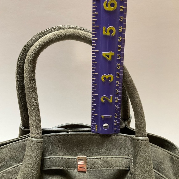 Elegant Olive Green Faux Suede Handbag Small Tote Bag Fashion Design Crossbody - Picture 8 of 13